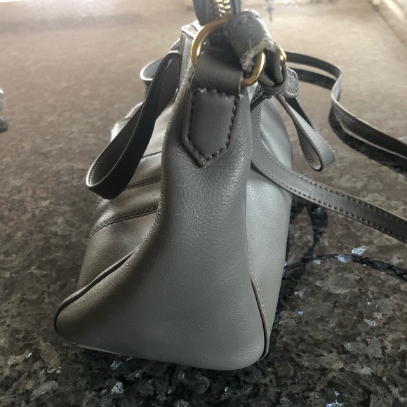 J CREW Factory Gray Leather Crossbody/Satchel Bag - Picture 7 of 16
